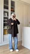 Zr Model Şallı Blazer Ceket Acı Kahve 