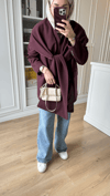 Zr Model Şallı Blazer Ceket Bordo 