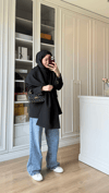 Zr Model Şallı Blazer Ceket Siyah