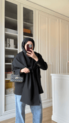 Zr Model Şallı Blazer Ceket Siyah