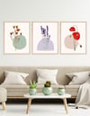 3 Parça Çiçekler Çerçeveli Tablo Set