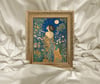 Art Nouveau - Çiçek Koklayan Kadın Çerçeveli Tablo