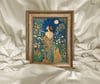 Art Nouveau - Çiçek Koklayan Kadın Çerçeveli Tablo