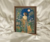 Art Nouveau - Çiçek Koklayan Kadın Çerçeveli Tablo