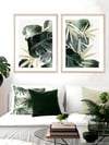 Banana Palm ve Gold Yapraklar Çerçeveli Tablo Set