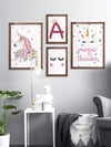 Çocuk Odası Pembe Çerçeveli Tablo Set