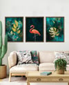 Flamingo ve Yapraklar Çerçeveli Tablo Set