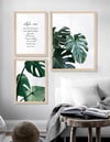 Monstera ve Motto Çerçeveli Tablo Set