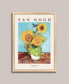 Van Gogh - Üç Ayçiçekli Vazo Çerçeveli Tablo