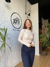 Bisiklet Yaka Fitilli Kazak Krem Rengi 0018