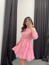 Fisto Beli Lastikli Elbise Pembe
