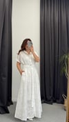 Fistolu Astarlı Uzun Elbise Beyaz