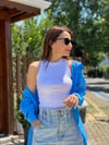 Fitilli Halter Yaka Atlet Beyaz