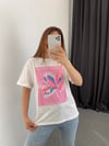 Pembe Baskili Tshirt Beyaz