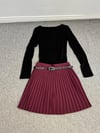 Pliseli Kemerli Etek Bordo