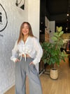 Saten crop Gomlek Beyaz 1317