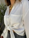 Saten crop Gomlek Beyaz 1317