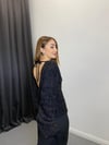 Sirt Dekolteli Simli Kazak siyah