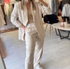Bej Oversize Tek Düğme Blazer Ceket 