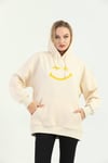 Bej Smile Baskı Sweatshirt