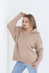 Bej V Yaka Oversize Kazak