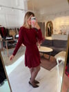 Bordo Sandy Drapeli Mini Elbise