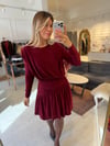 Bordo Sandy Drapeli Mini Elbise