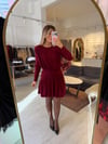 Bordo Sandy Drapeli Mini Elbise