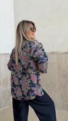 Çiçek Desenli Denim Ceket