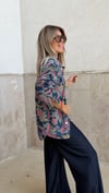 Çiçek Desenli Denim Ceket