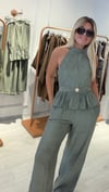 Haki Gold Aksesuarlı  Yelek Pantalon Takım