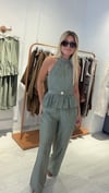 Haki Gold Aksesuarlı  Yelek Pantalon Takım
