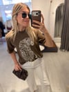 Kahverengi Tiger Baskı Tshirt