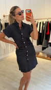 Lacivert Likralı Denim Elbise
