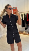Lacivert Likralı Denim Elbise
