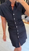 Lacivert Likralı Denim Elbise