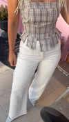 Pastel Rengi Pitikareli Korse Bluz