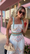 Premium Pamuk Keten Soft Desenli Crop Maxi Etek Takım
