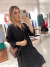 Siyah İthal Tensel Kumaş Gömlek Elbise