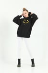 Siyah Smile Baskı Sweatshirt