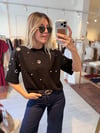 Siyah Taş-İnci İşlemeli Premium Modal Bluz