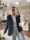 Siyah Tek Düğme Oversize Blazer