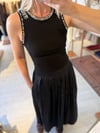 Siyah Yaka ve Kol Taşlı Body
