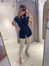 Tasarım Denim Zımbalı Bel Kuşaklı Yelek