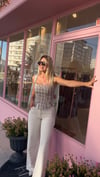Taşlı Ekru Straight Likralı Jean