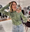 Yeşil Leopar Desen Bluz