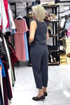 Antrasit Renk Tensel Kumaş Kolsuz Havuç Paça Takım