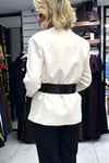Beyaz Renk Kemerli Blazer Ceket