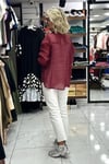 Bordo Organze Kumaş Uzun Kollu Gömlek