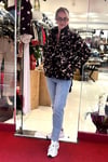 Koyu Leopar Desenli Tam Fermuarlı Wellsoft Sweat